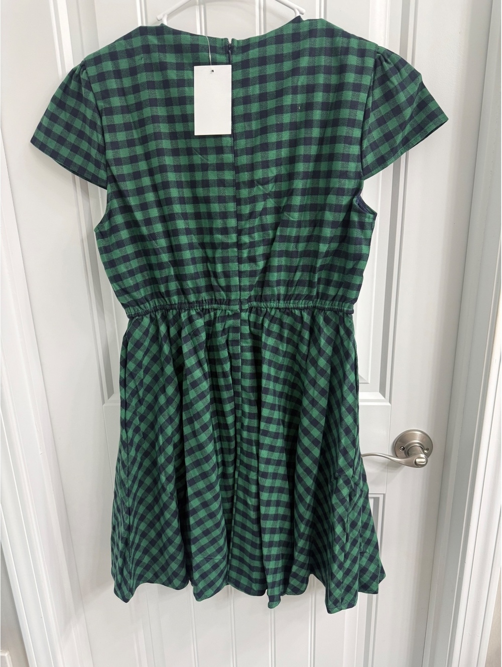 Tulip B Green and Navy Checkered Fit & Flare Dress - Picture 2 of 6